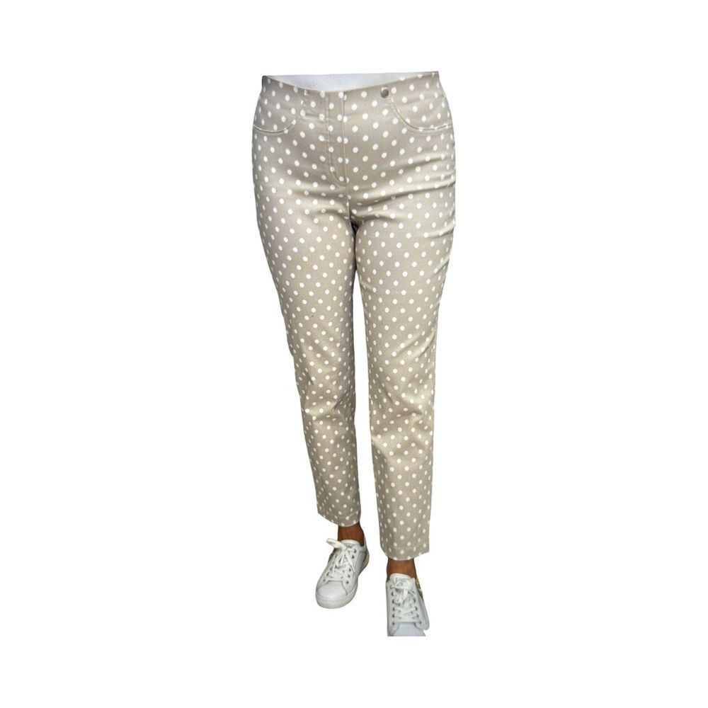 ROBELL BELLA 09 POLKA DOT SLIM CROPPED TROUSERS. BEIGE